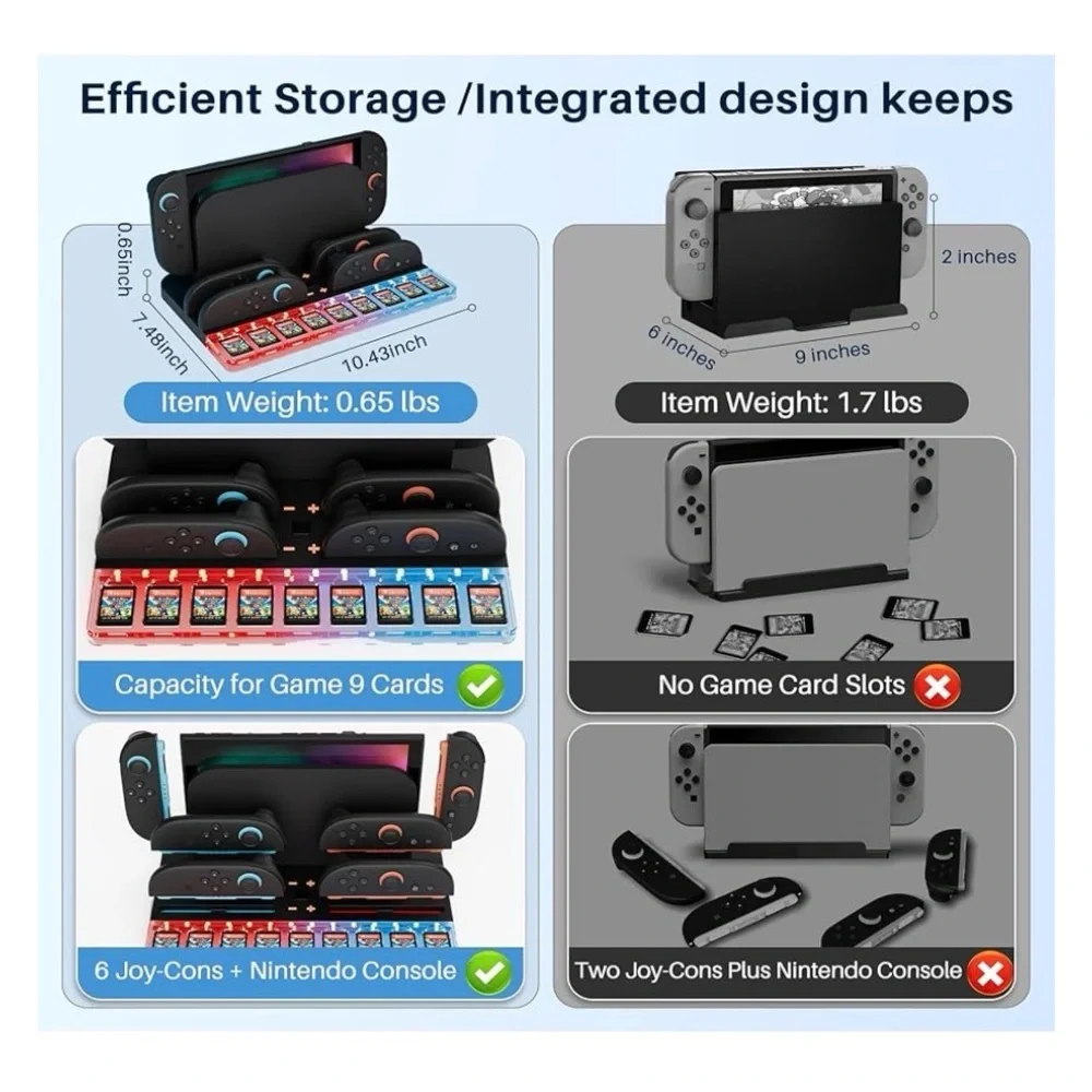 Nintendo Switch 2 Black Gaming Console Dock with LED Lights